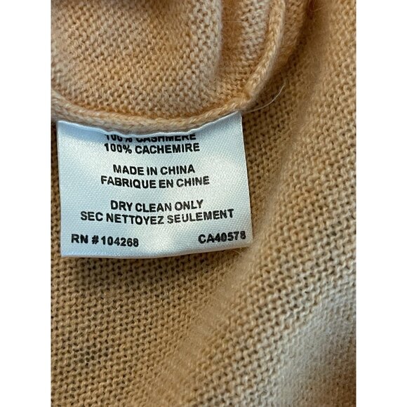 Esther Chen 100% Cashmere Sweater Large Peach Pink Colorblock Crew Neck CozyCore - Picture 7 of 8
